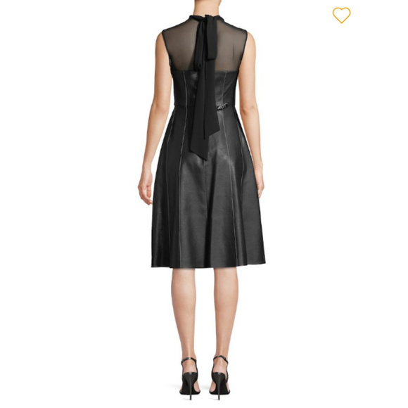 💕BCBGMaxAzria💕 Faux Leather Bustier Top Dress - Picture 4 of 7